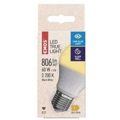 ZQ5144 LED žárovka True Light 7,2W E27 teplá bílá EMOS Lighting