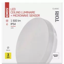 ZM4328 LED přisazené svítidlo TORI s pohyb. čidl., kr. 15W n.b., IP54 EMOS Lighting