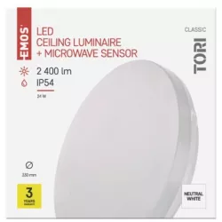 ZM4329 LED přisazené svítidlo TORI s pohyb. čidl., kr. 24W n.b., IP54 EMOS Lighting
