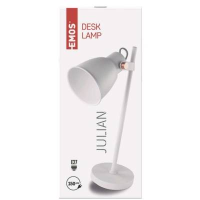 Z7621W Stolní lampa JULIAN na žárovku E27, bílá EMOS
