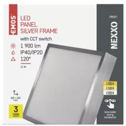 ZM6243 LED přisazené svítidlo NEXXO, čtvercové, stříbrné, 21W, se změnou CCT EMOS Lighting