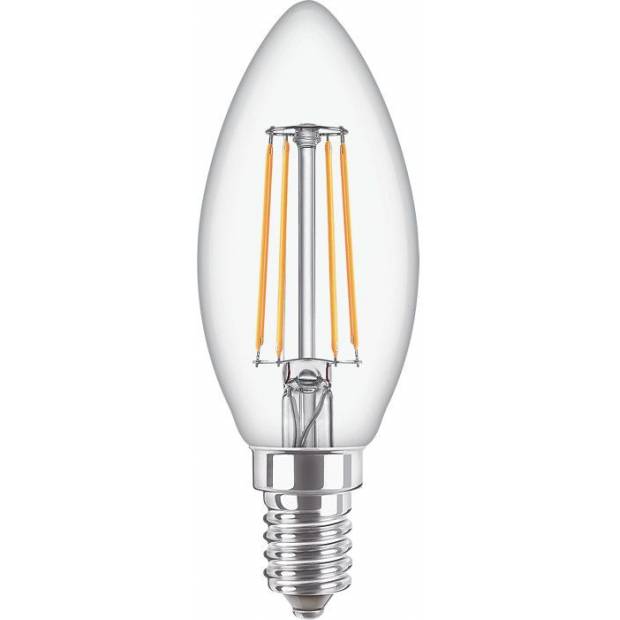 LED žárovka E14 svíčka čirá Philips 4.3W-40W žárovkové světlo