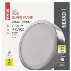 ZM5233 LED přisazené svítidlo NEXXO, kruhové, stříbrné, 12,5W, se změnou CCT EMOS Lighting