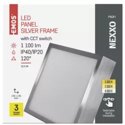 ZM6233 LED přisazené svítidlo NEXXO, čtvercové, stříbrné, 12,5W, se změnou CCT EMOS Lighting