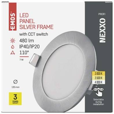 ZD1223 LED vestavné svítidlo NEXXO, kruhové, stříbrné, 7W, se změnou CCT EMOS Lighting