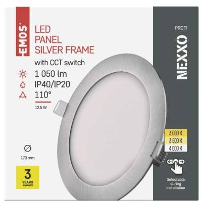 ZD1233 LED vestavné svítidlo NEXXO, kruhové, stříbrné, 12,5W, se změnou CCT EMOS Lighting