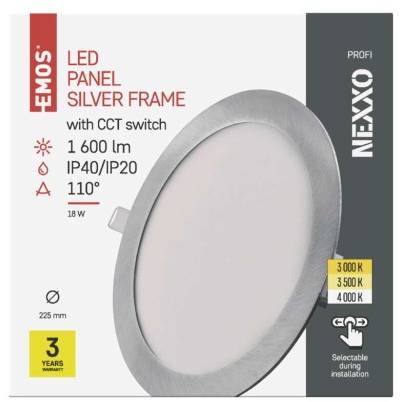 ZD1243 LED vestavné svítidlo NEXXO, kruhové, stříbrné, 18W, se změnou CCT EMOS Lighting