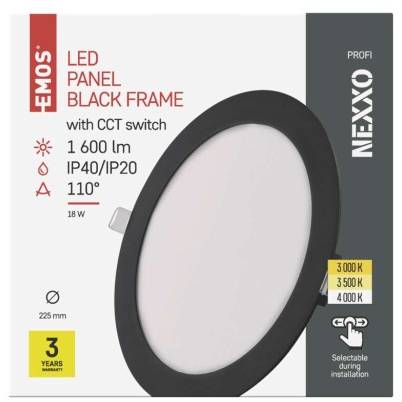 ZD1343 LED vestavné svítidlo NEXXO, kruhové, černé, 18W, se změnou CCT EMOS Lighting