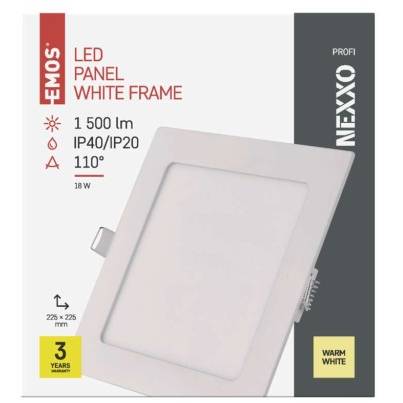 ZD2144 LED vestavné svítidlo NEXXO, čtvercové, bílé, 18W, teplá bílá EMOS Lighting