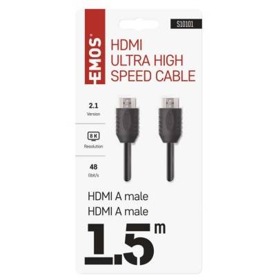 S10101 HDMI 2.1 high speed kabel A vidlice – A vidlice 1,5 m EMOS