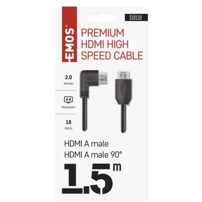 S10110 HDMI 2.0 high speed kabel A vidlice - A vidlice 90° 1,5 m EMOS