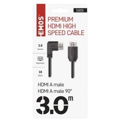 S10310 HDMI 2.0 high speed kabel A vidlice - A vidlice 90° 3 m EMOS