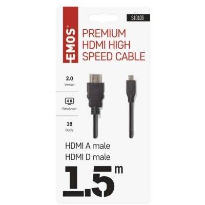 S10103 HDMI 2.0 high speed kabel A vidlice – D vidlice 1,5 m EMOS