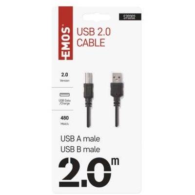 S70202 USB kabel 2.0 A vidlice – B vidlice 2m EMOS