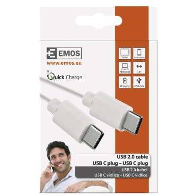 SM7027W Nabíjecí a datový kabel USB-C 2.0 / USB-C 2.0, 1 m, bílý EMOS