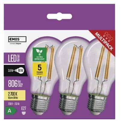 ZF5147.3 LED žárovka Filament A60 / E27 / 3,8 W (60 W) / 806 lm / teplá bílá EMOS Lighting