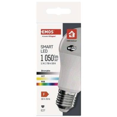 ZQW515R Chytrá LED žárovka GoSmart A60 / E27 / 11 W (75 W) / 1 050 lm / RGB / stmívatelná / Wi-Fi EMOS Lighting