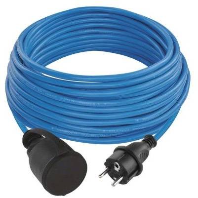 P01520W Počasí odolný prodlužovací kabel 20 m / 1 zásuvka / modrý / silikon / 230 V / 1,5 mm2 EMOS