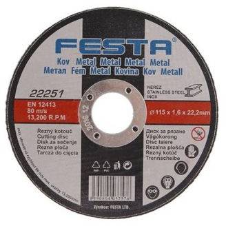 FESTA 22251 Kotouč řezný na kov 115x1.6x22.2mm