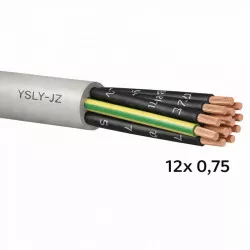 Flexibilní ovládací kabel YSLY-JZ 12x 0,75 mm² číslované žíly s ochranným vodičem