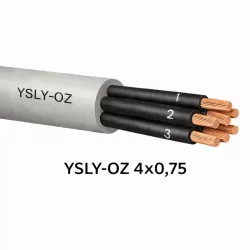 Flexibilní ovládací kabel YSLY-OZ 4×0,75 mm² černé žíly bez ochranného vodiče (PE)